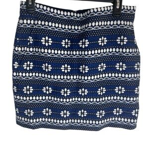 J. Crew Navy and White Floral Skirt With Pockets Size 4
